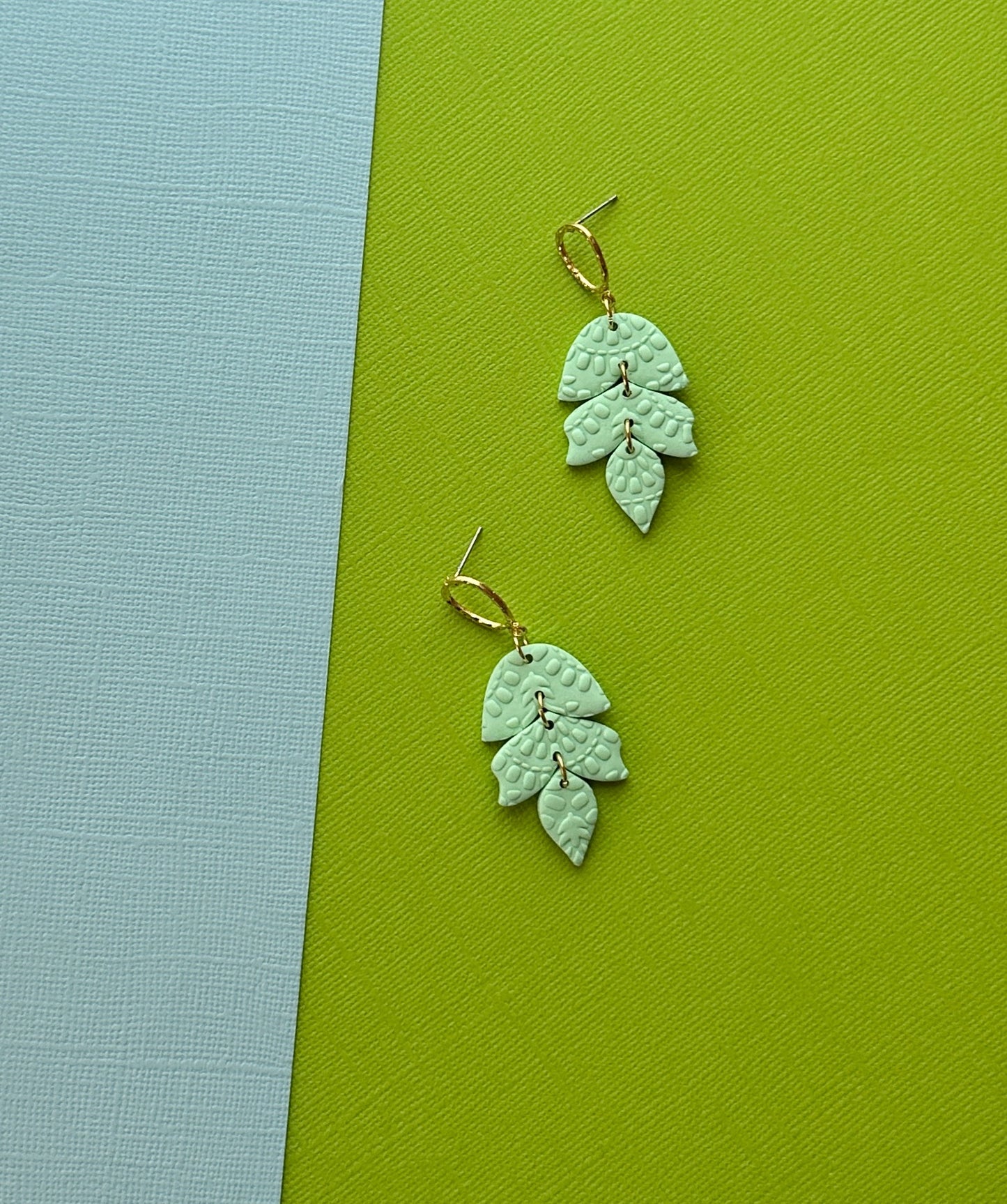 Foliage Drop in Mint | Polymer Clay Earrings