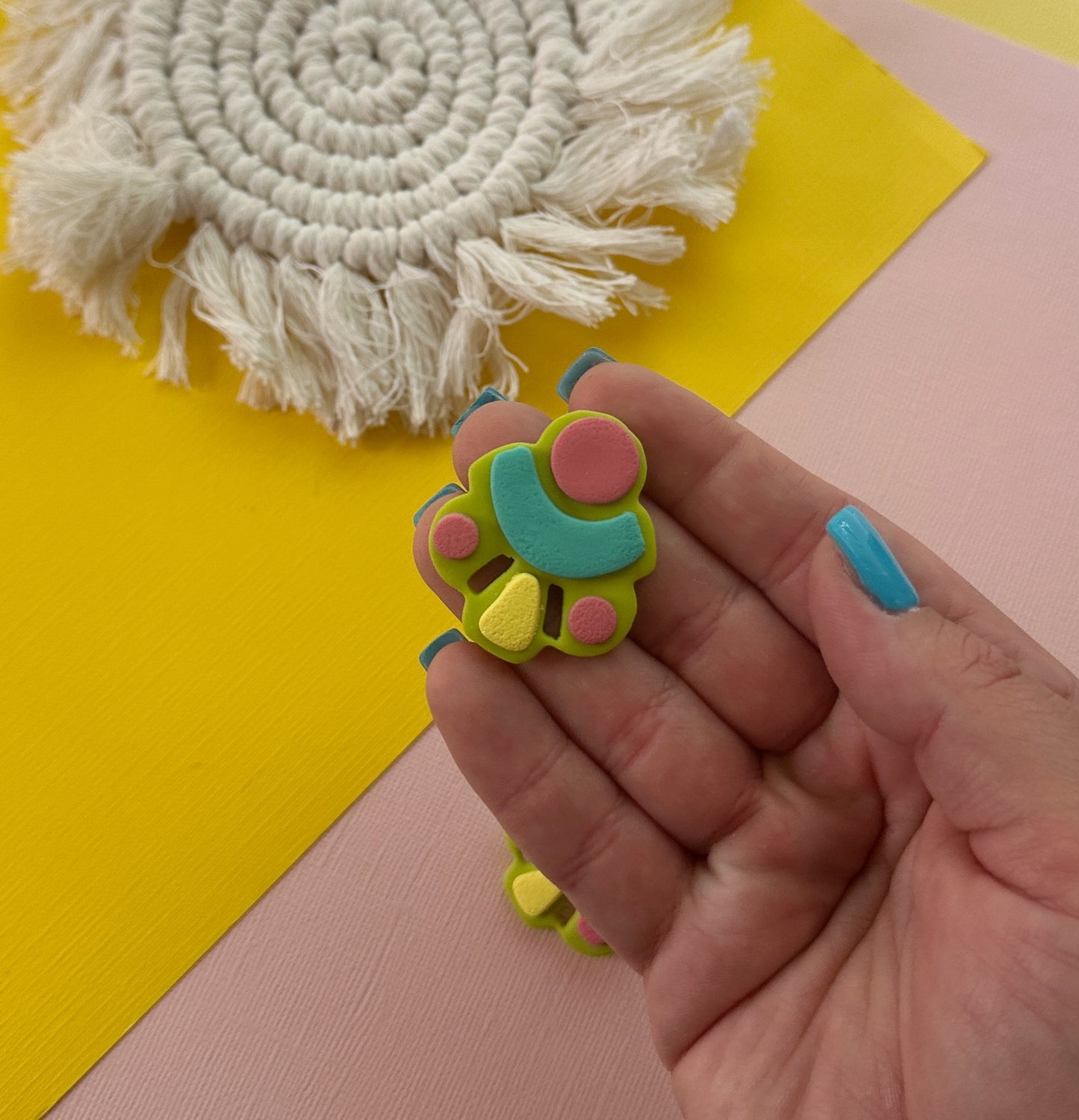 Layered Statement Stud in Neon | Polymer Clay Earrings