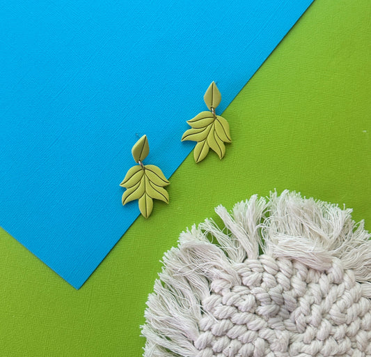 Summer Foliage in Green | Polymer Clay Earrings
