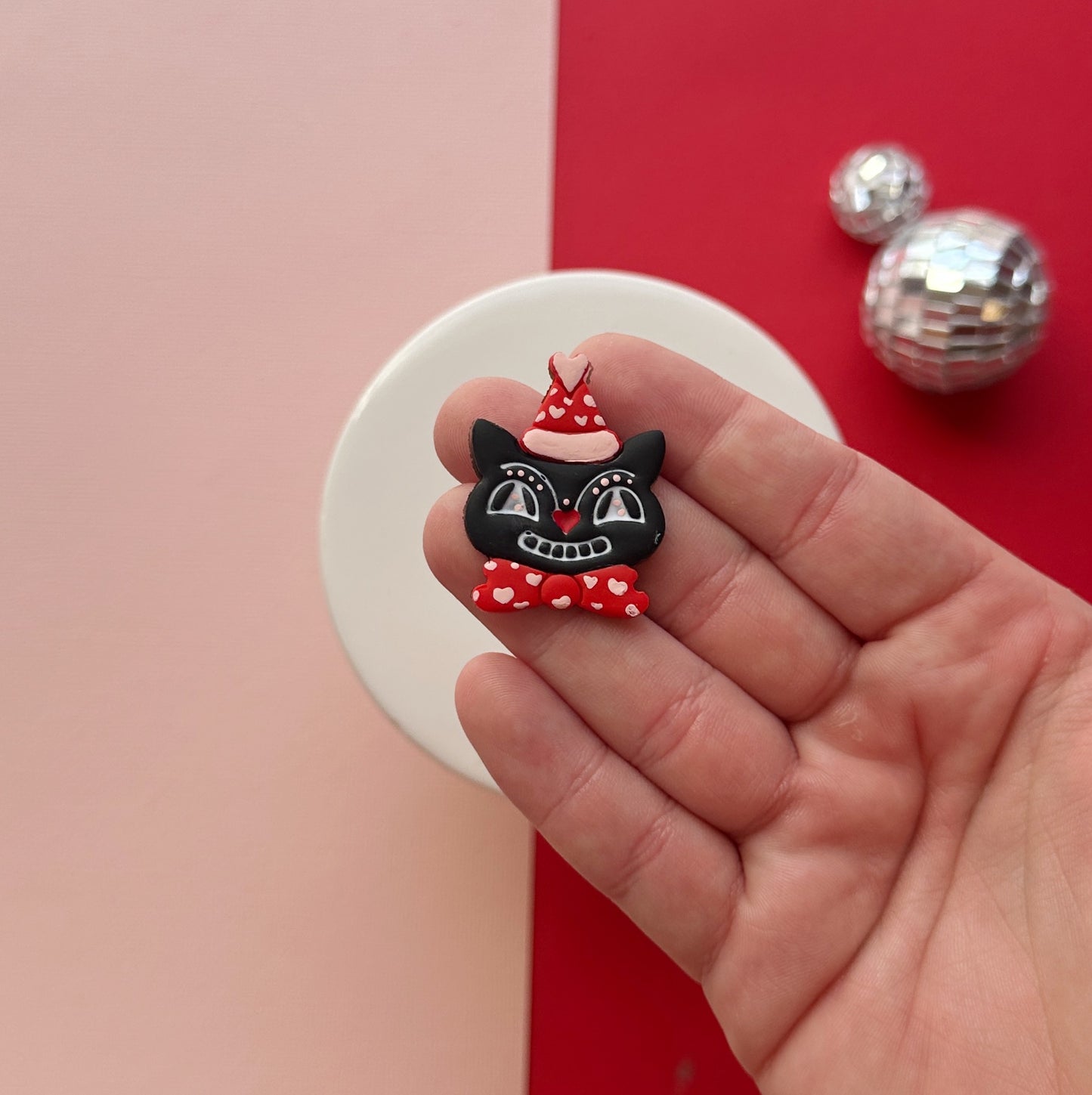Valentine Vintage Cat Clay Cutter