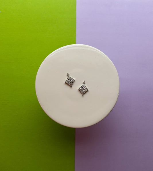 Silver Diamond Drop Cubic Zirconia Charm (10 Pcs)