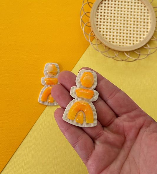 Statement Stud in Orange Creamsicle | Polymer Clay Earrings