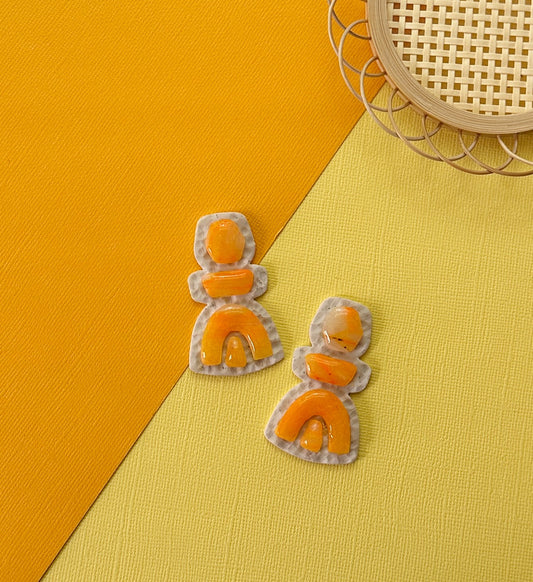 Statement Stud in Orange Creamsicle | Polymer Clay Earrings