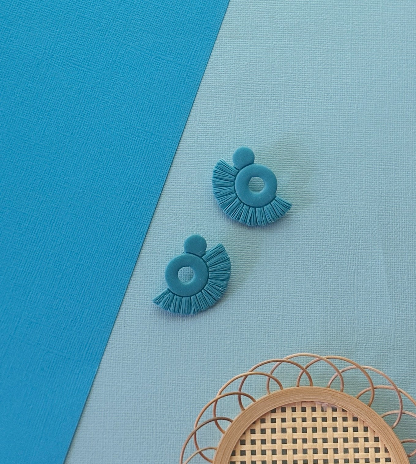 Fringe in Blue | Polymer Clay Earrings