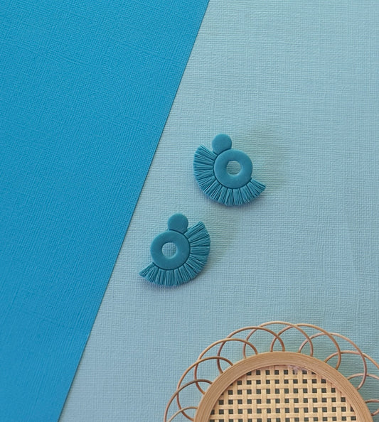 Fringe in Blue | Polymer Clay Earrings