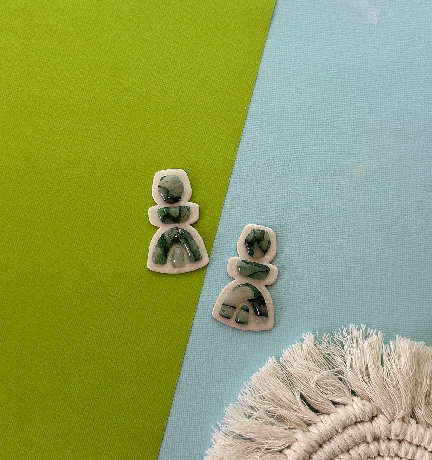 Statement Stud in Emerald | Polymer Clay Earrings