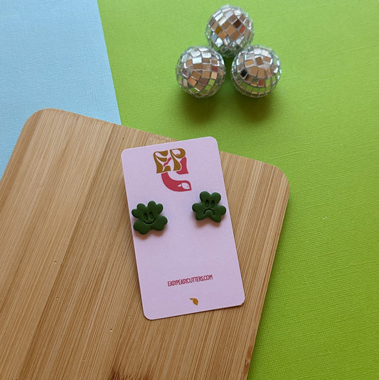 Happy/Sad Shamrock Studs | Polymer Clay Earrings