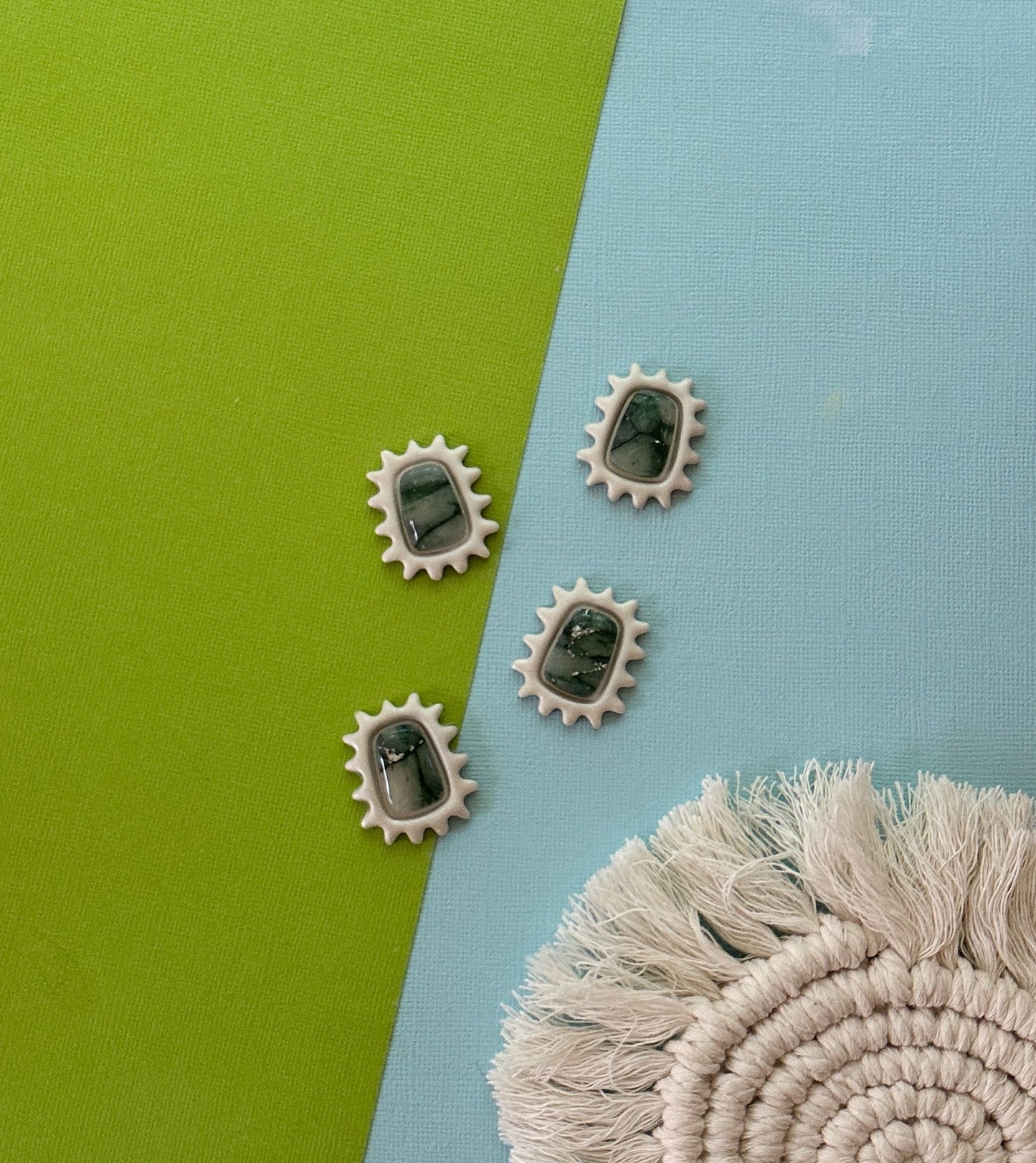 Squiggle Stud in Emerald | Polymer Clay Earrings