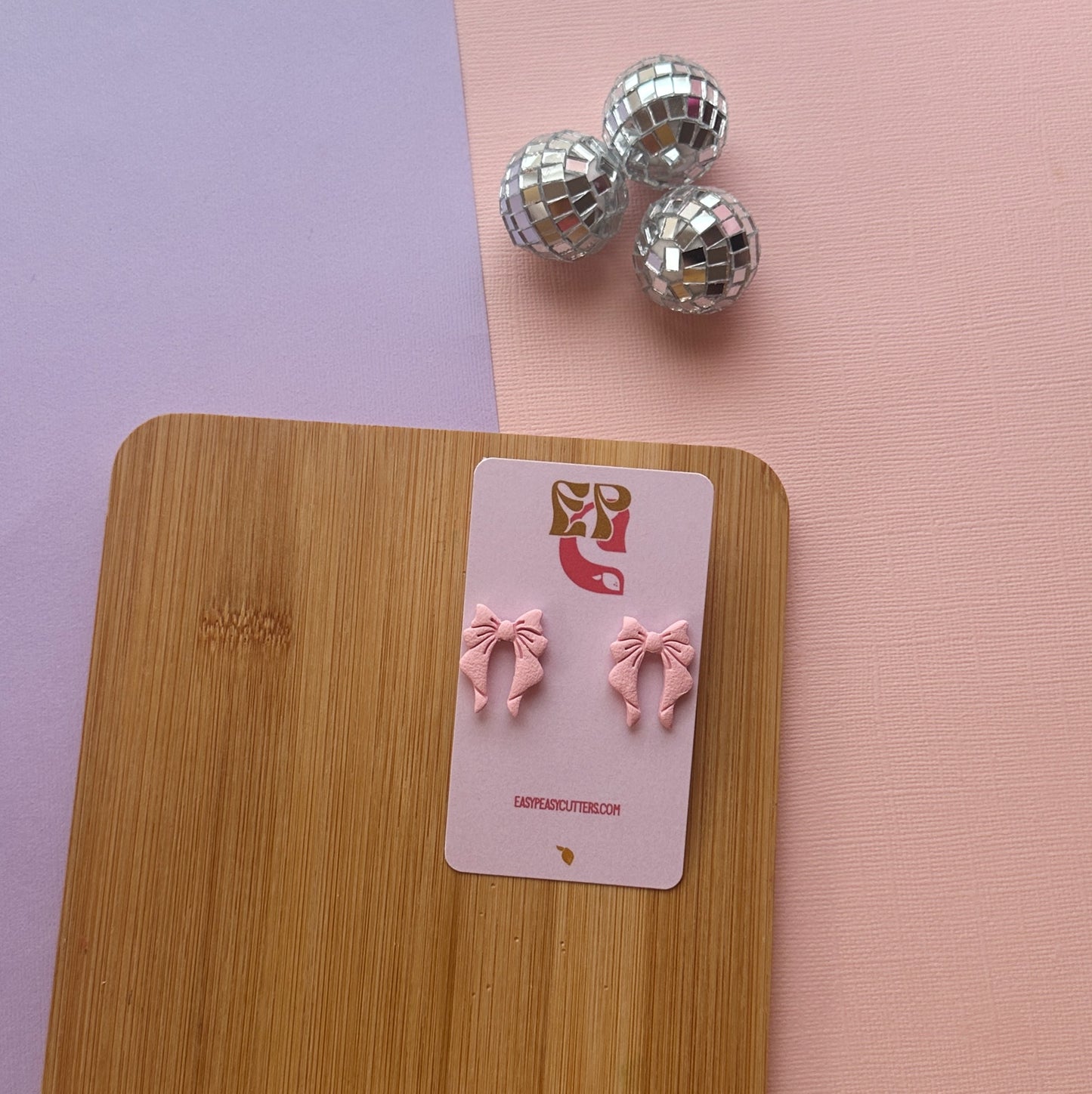 Pink Bow Studs | Polymer Clay Earrings