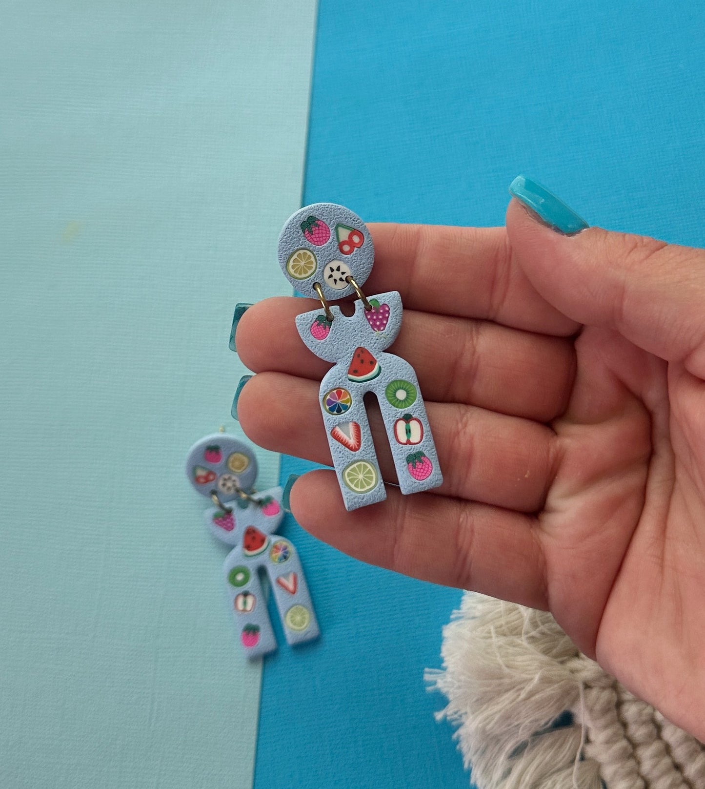 Fruity in Blue | Polymer Clay Earrings