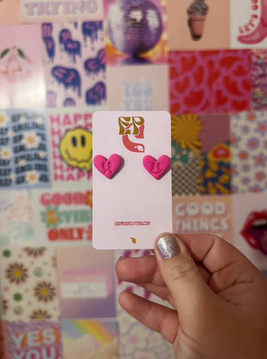 Happy/Sad Heart Studs | Polymer Clay Earrings