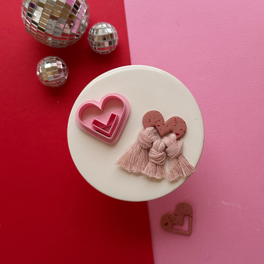 Large Macrame Heart Clay Cutter
