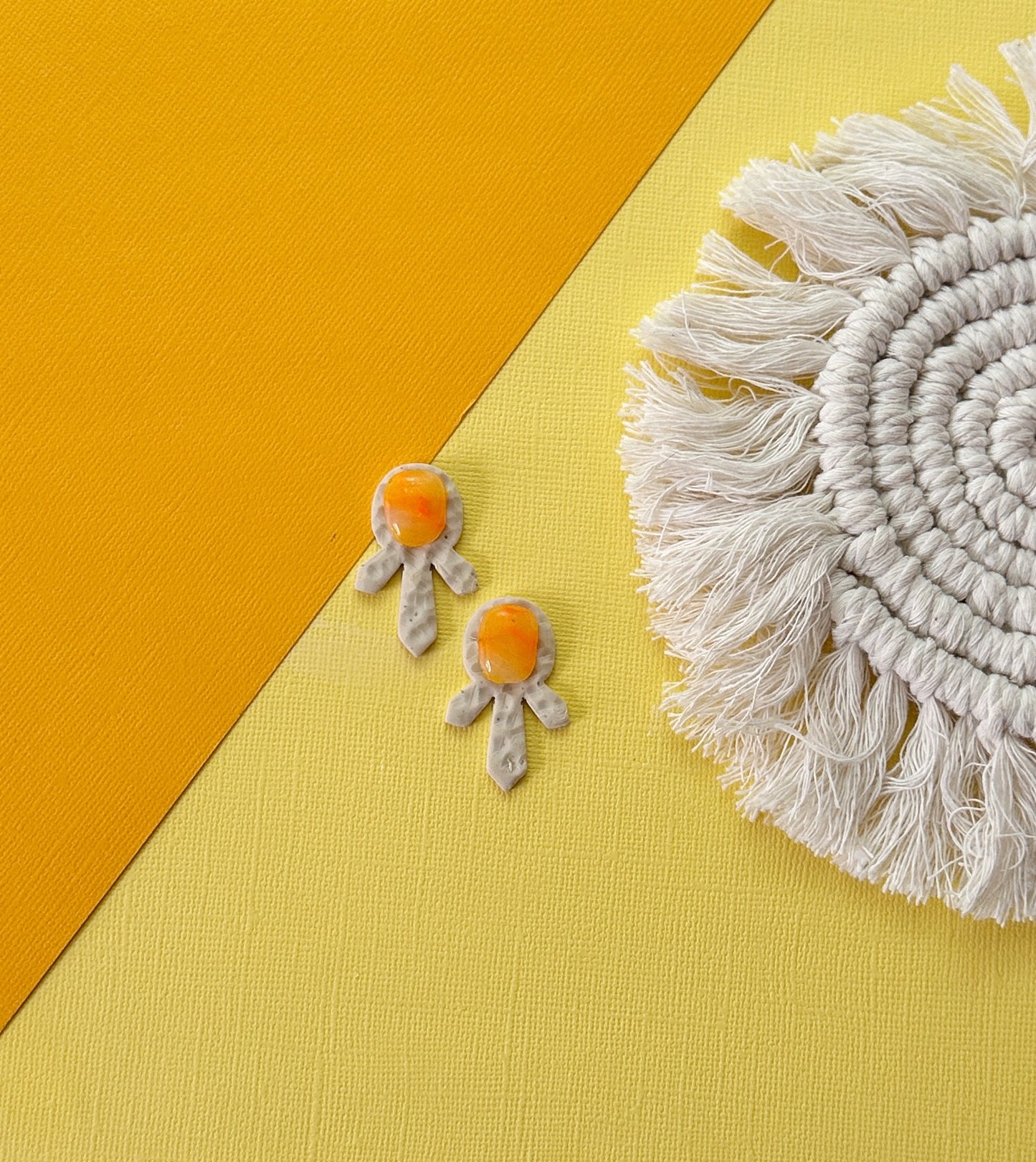 Spiky Stud in Orange Creamsicle | Polymer Clay Earrings