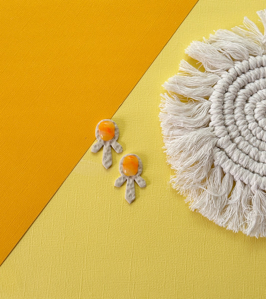 Spiky Stud in Orange Creamsicle | Polymer Clay Earrings