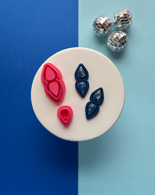 Bezel Double Teardrop Clay Cutter Set