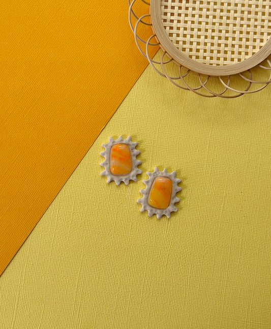 Squiggle Stud in Orange Creamsicle | Polymer Clay Earrings
