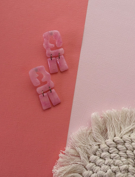 Mary in Pink Translucent | Polymer Clay Earrings