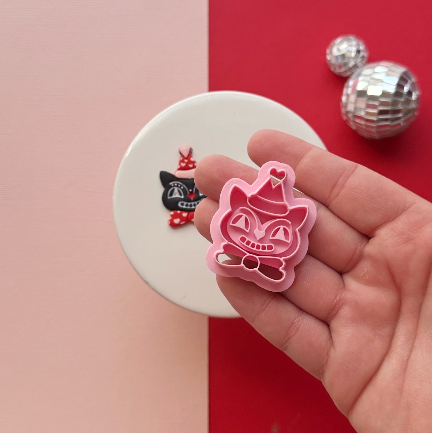 Valentine Vintage Cat Clay Cutter