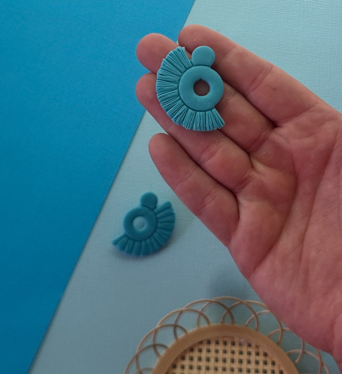 Fringe in Blue | Polymer Clay Earrings