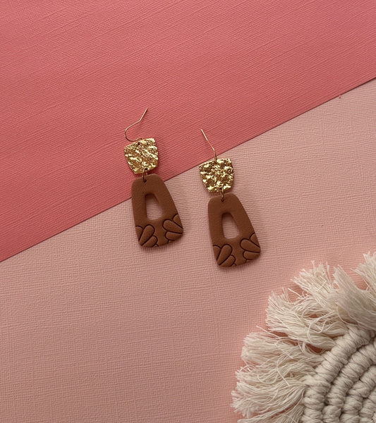 Floral Cutout in Tan | Polymer Clay Earrings