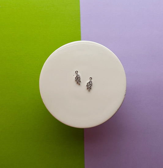 Silver Leaf Drop Charm (10 Pcs)