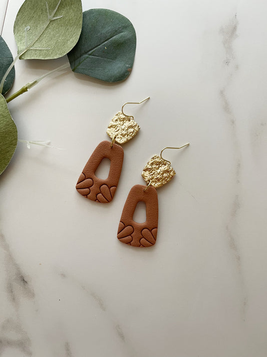 Floral Cutout in Tan | Polymer Clay Earrings