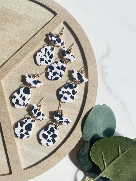 Mae in Cow Print | Polymer Clay Earrings