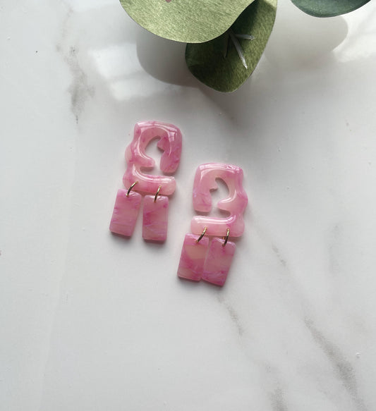 Mary in Pink Translucent | Polymer Clay Earrings