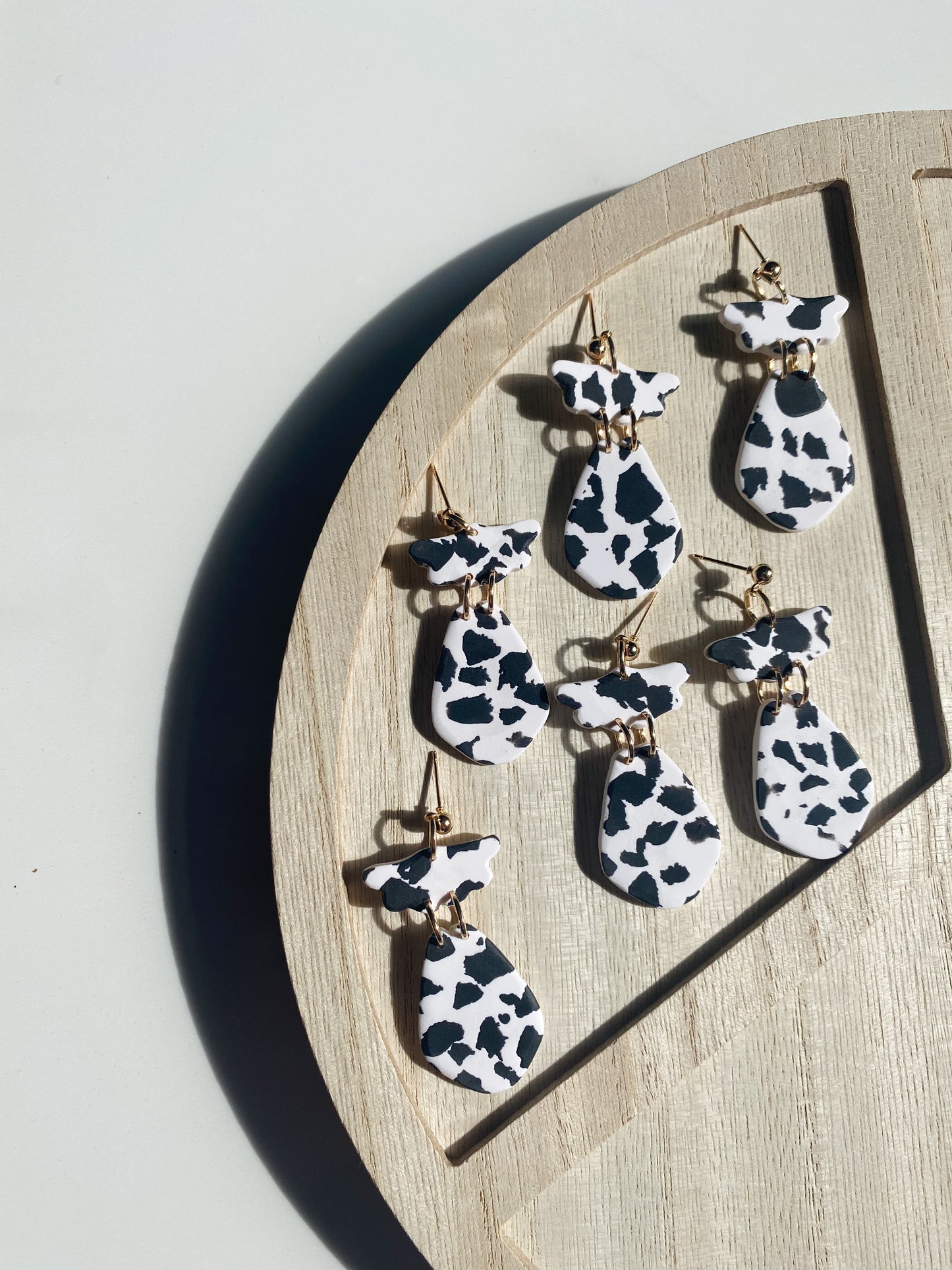Mae in Cow Print | Polymer Clay Earrings