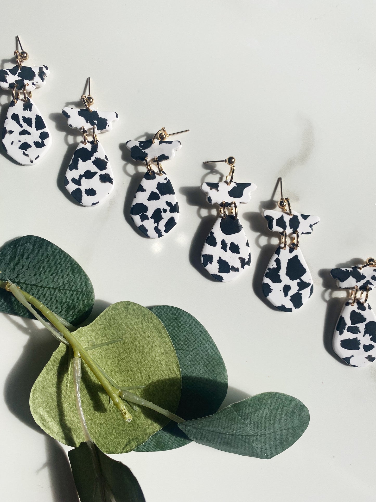 Mae in Cow Print | Polymer Clay Earrings
