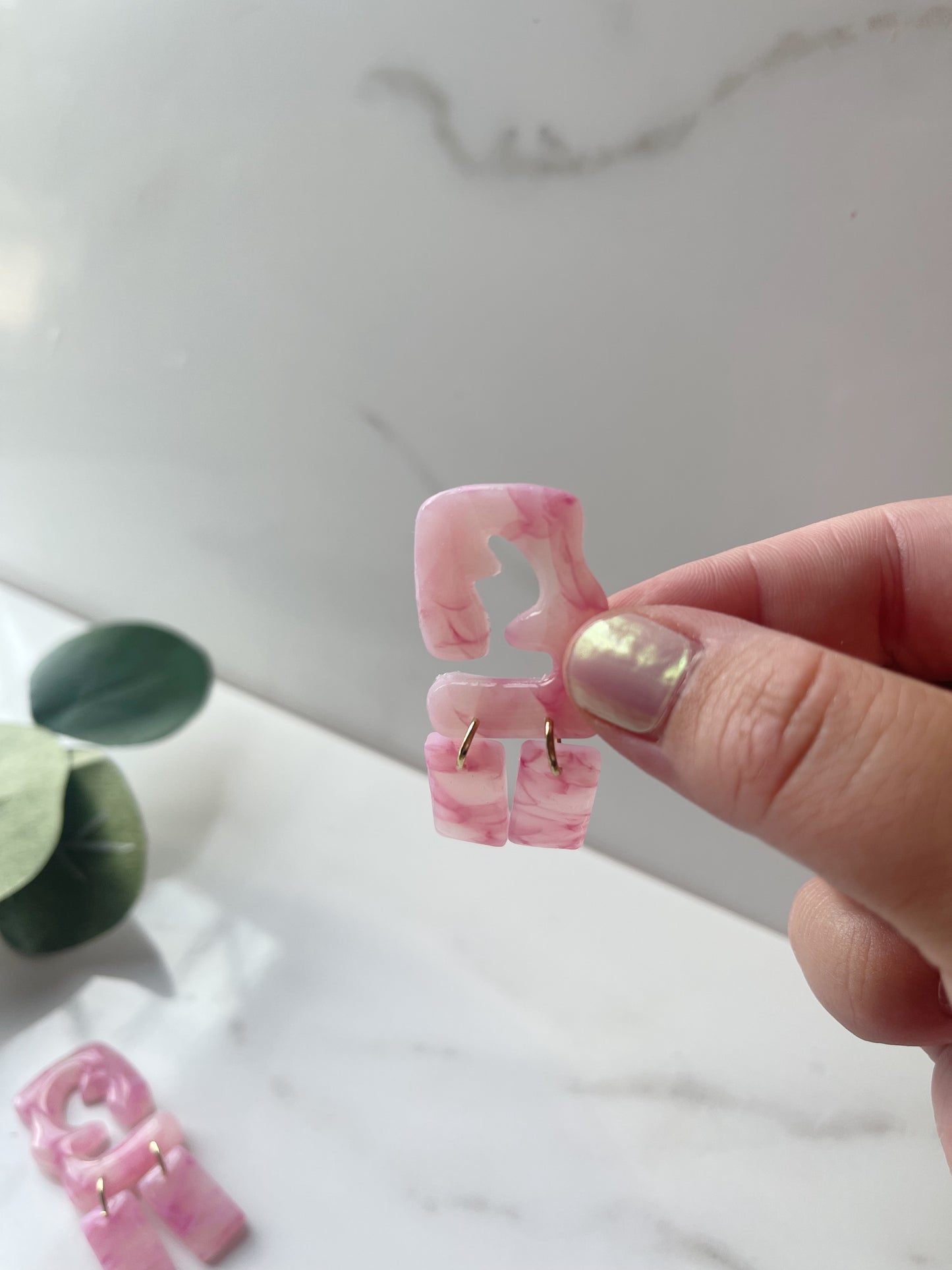 Mary in Pink Translucent | Polymer Clay Earrings