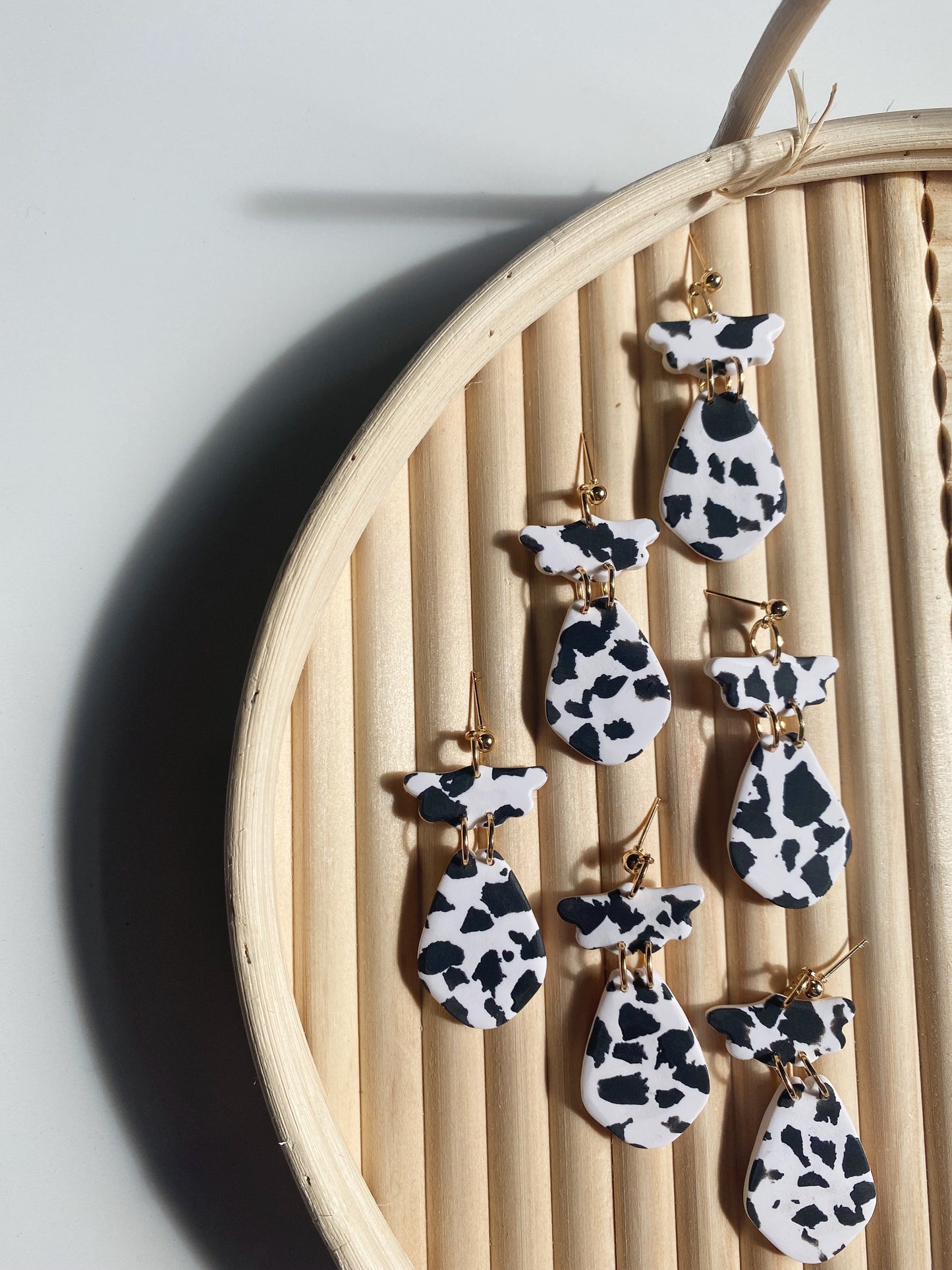 Mae in Cow Print | Polymer Clay Earrings