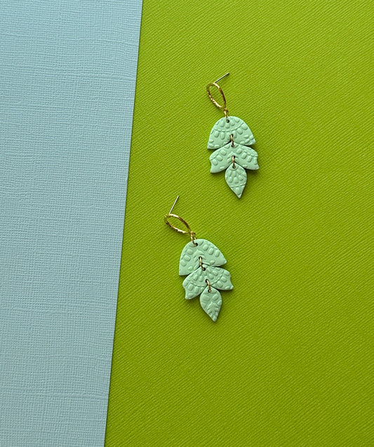 Foliage Drop in Mint | Polymer Clay Earrings