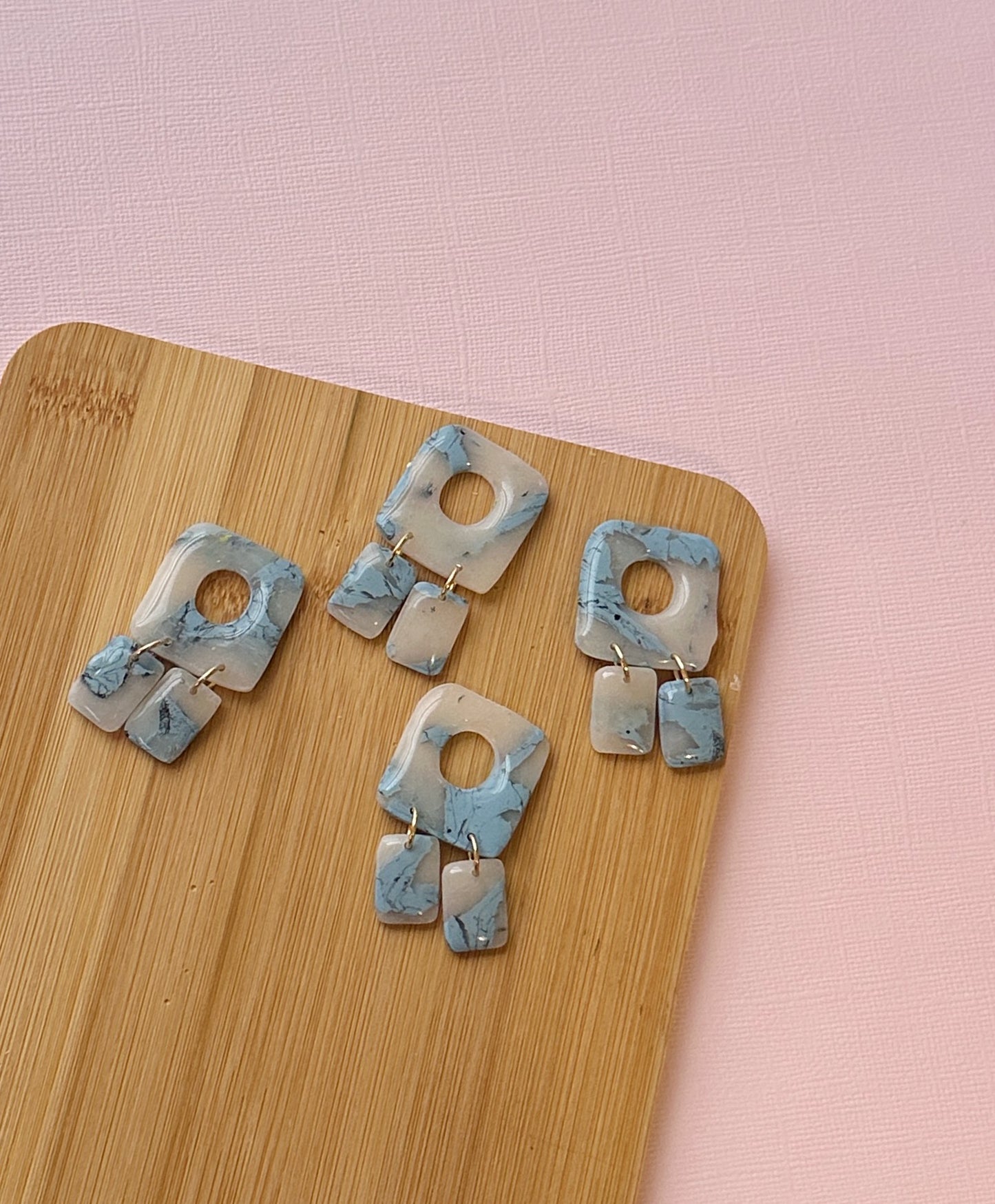 Soft Square Dangle in Scrap Clay | Polymer Clay Earrings