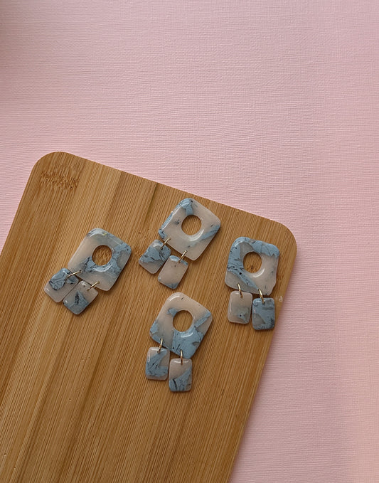 Soft Square Dangle in Scrap Clay | Polymer Clay Earrings