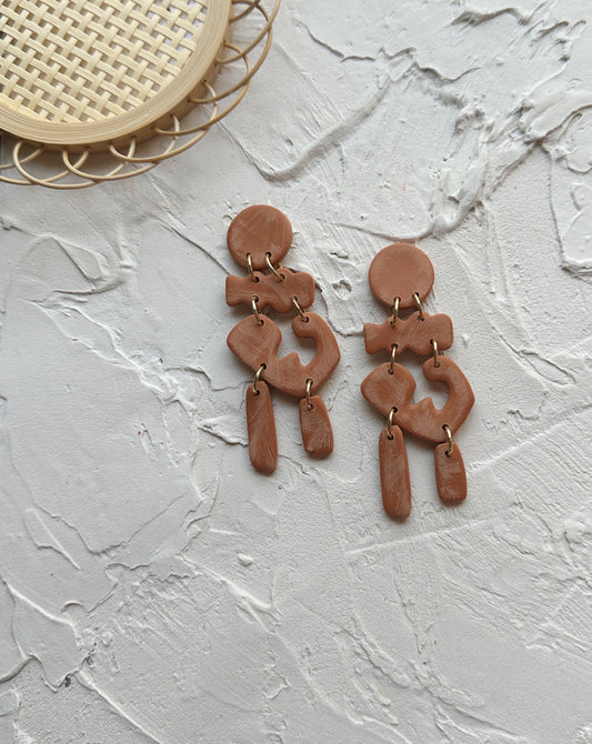 Wren in Muted Orange | Polymer Clay Earrings