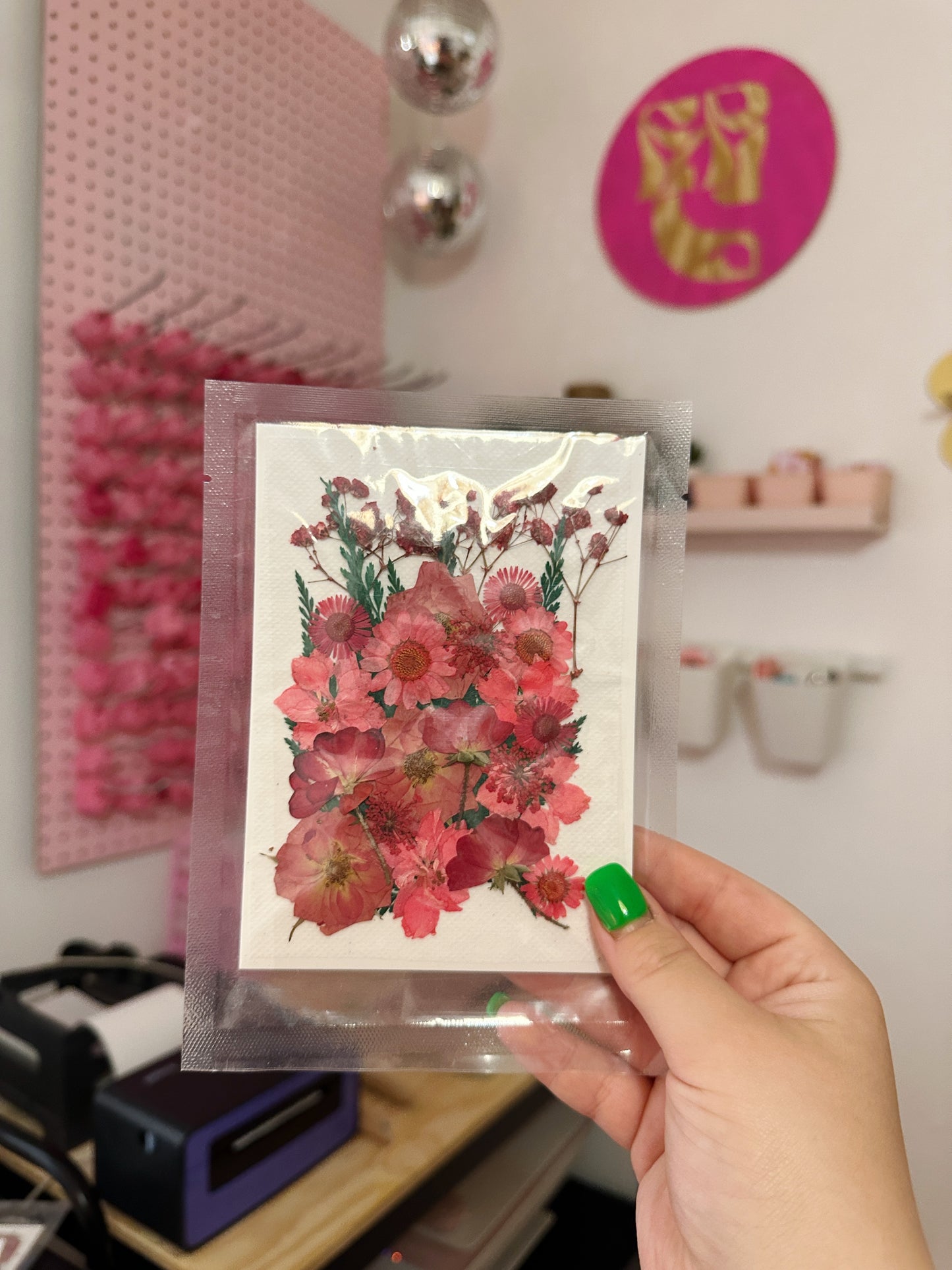 Red Pressed Dried Flowers