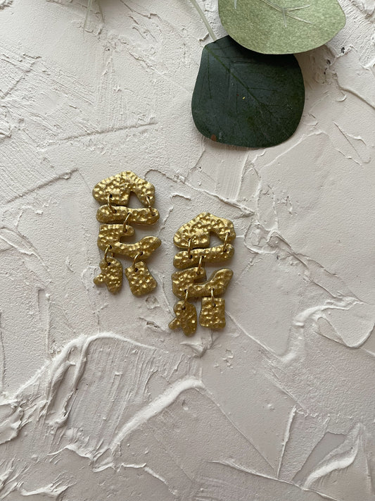 Aspen in Faux Hammered Gold | Polymer Clay Earrings