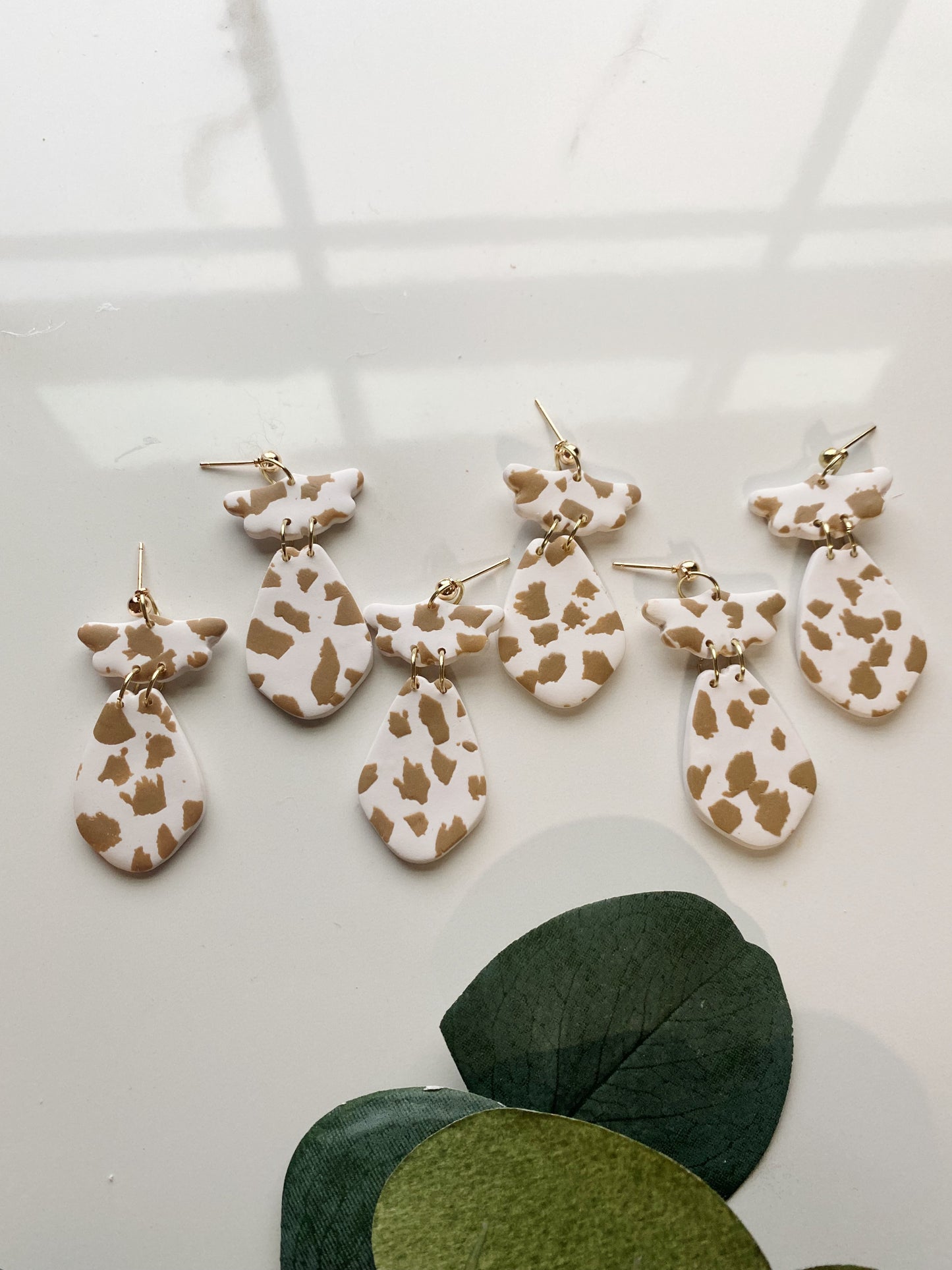 Mae in Brown Cow Print | Polymer Clay Earrings