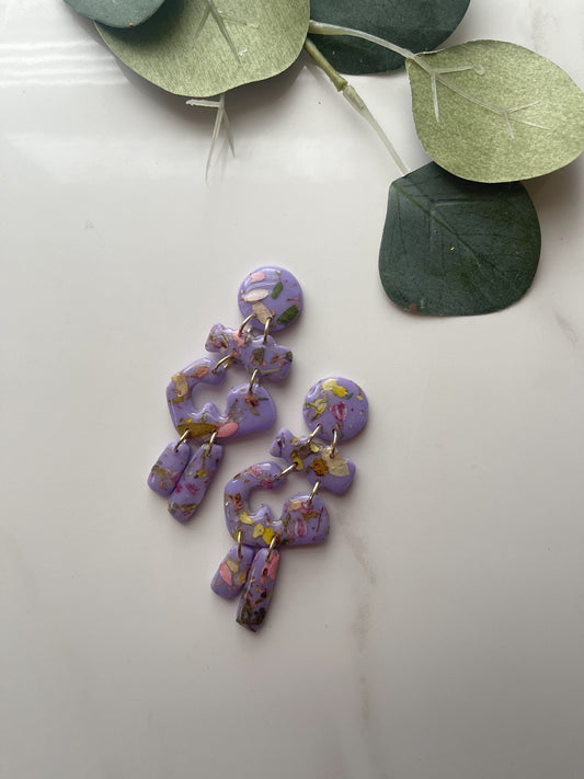 Wren with Dried Flowers | Polymer Clay Earrings